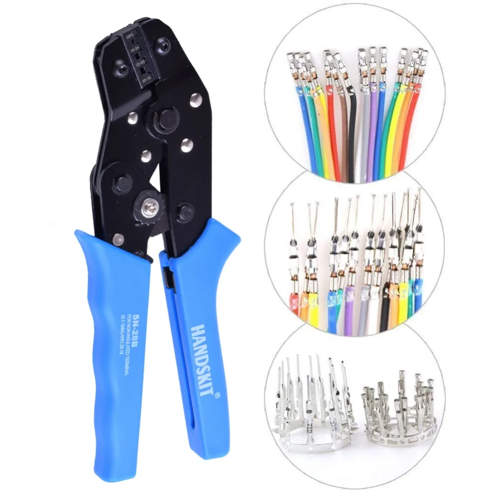 Kit De Crimpado SN-28B Con 485 Piezas - Alicate De Trinquete Y Conectores Dupont 2.54 Mm Para AWG28-18