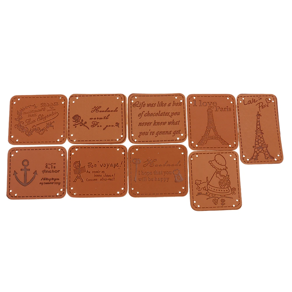 

9pcs PU Leather Tags On Clothes Garment Labels Hand Sew-on Clothing Patch For Jeans Bags Shoes DIY Sewing Patches