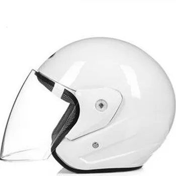 

Motorcycle Open Face Helmet DOT Approved Motorbike Moped Street Bike Racing Crash Helmet with lens for Adult Men and Women White