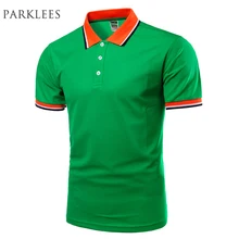 Новинка, зеленое поло для мужчин, лето, Модная приталенная рубашка поло с коротким рукавом, повседневные брендовые одноцветные рубашки поло из хлопка, Homme Xxxxl