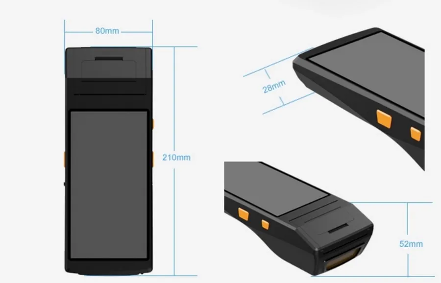 Android КПК со встроенным термопринтером 5,5 дюймовый сенсорный экран smart NFC 1D 2D сканер штрих-кодов КПК на базе Android терминал