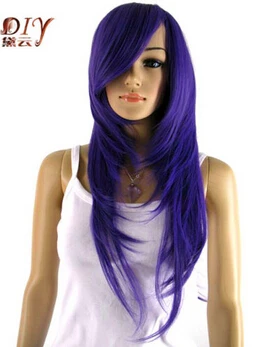 ZCD dd001930 Women Purple Straight Heat Resistant Cosplay Long Hair Full Wig |