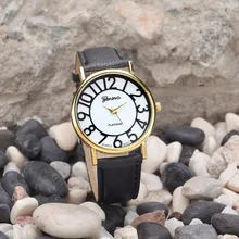 Новая мода кожаный ремешок Женевы часы Женское платье кварцевые наручные часы 100 шт/партия