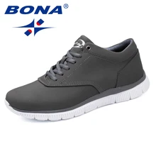 BONA/Новое поступление; классическая Стильная мужская прогулочная обувь; Мужская Спортивная обувь на шнуровке; кожаные Молодежные кроссовки; уличные мужские кроссовки