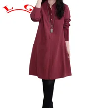 LG Fashion Women Blouses 2017 Autumn Long Sleeve Irregular Hem Cotton Shirts Casual Loose Blusas Tops Plus Size M-3XL