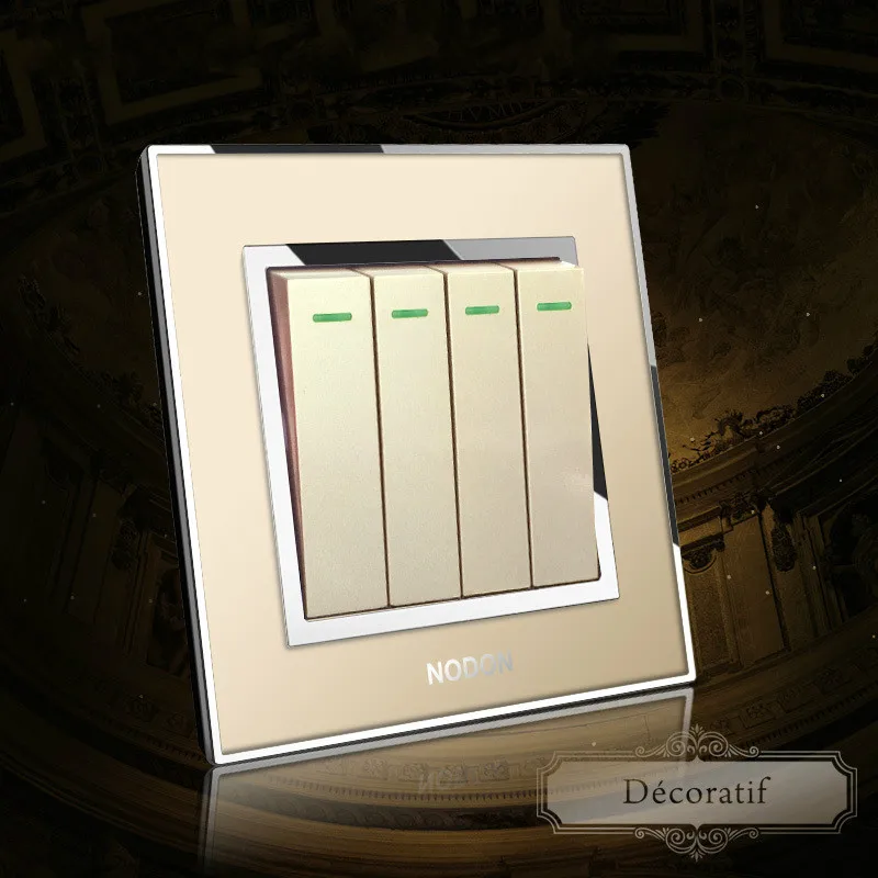 

Champagne gold switch socket 4Gang 1Way 2Way switch 86 Type wall power panel