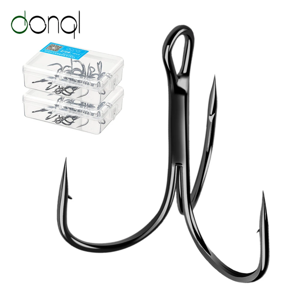 

DONQL 10/20pcs High Quality Treble Fishing Hooks Set Super Sharp Barbed Fishhooks Carp Triple Hooks Sea Tackle Accessories