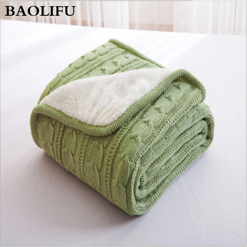 

100% Cotton High quality Sheep velvet Blankets Winter warmth Knitted wool blanket Sofa/Bed cover quilt Knitted blanket Hot Sale