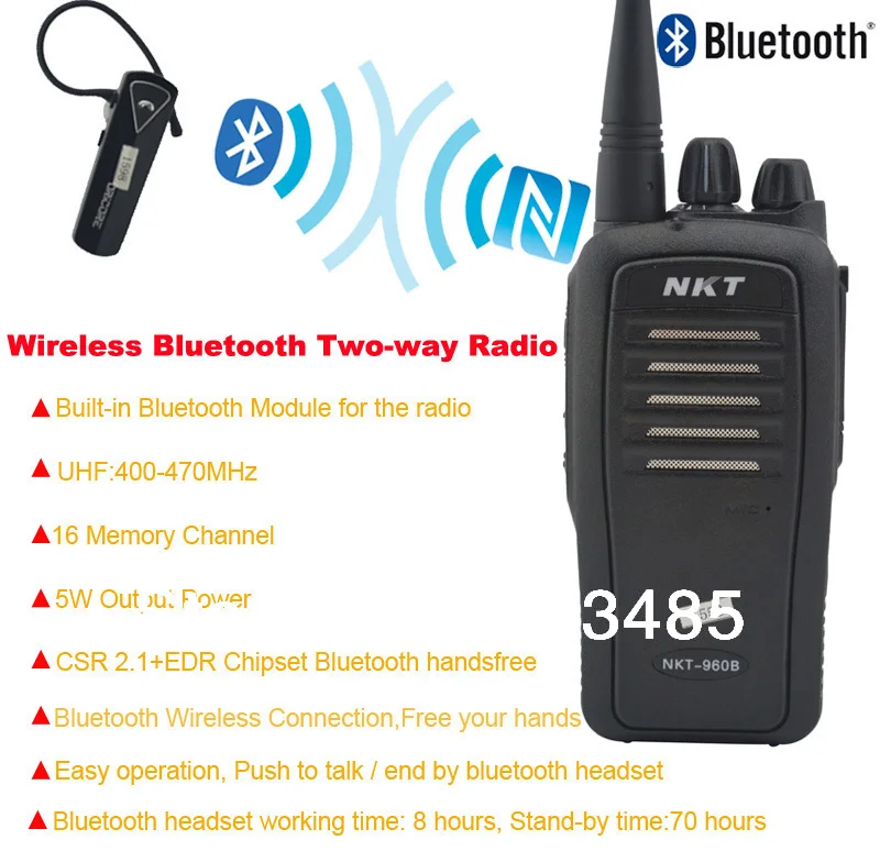 Bluetooth Walkie Talkie UHF 400-470 МГц 16 каналов 4 Вт встроенный модуль Bluetooth портативное двустороннее радио с беспроводной bluetooth-гарнитурой