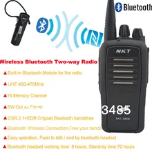 Bluetooth Walkie Talkie UHF 400-470 МГц 16 каналов 4 Вт встроенный модуль Bluetooth портативное двустороннее радио с беспроводной bluetooth-гарнитурой