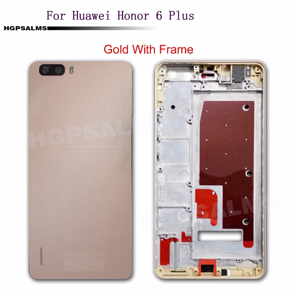 HW078 For Huawei Honor 6 Plus LCD Holder Front Frame+Battery Back Cover Housing Case With Power Volume Buttons+Adhesive (3)