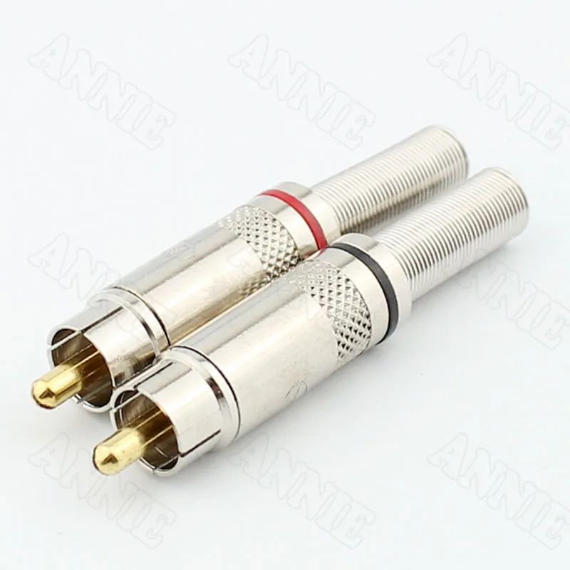 50pcs/lot High Quality Gold Plated RCA Plug Welding AV Connector Lotus Wiring