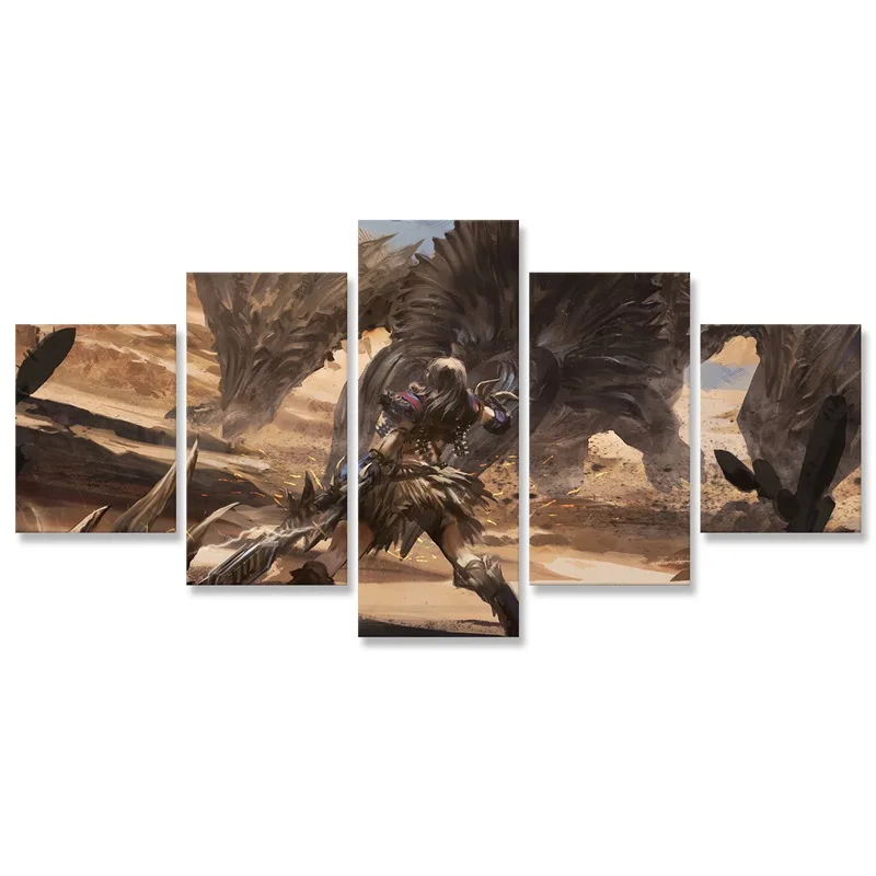 

Monster Hunter World Wall Art Painting 5 Pcs Wall Decor Modern Print Poster Art Paintings Living Room Home Decoration