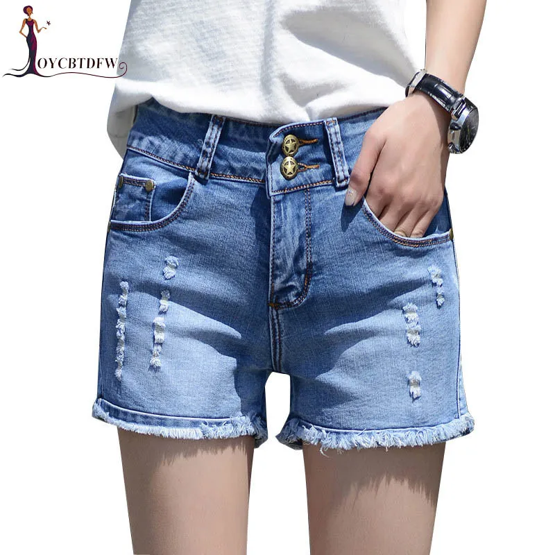 

Summer Large size Women Shorts 2019 Fashion New Hole elastic force Female Denim Shorts Thin Loose Ladies Short Pants TTT052