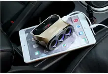 

120W Digital Display Universal Multi-function Three Sockets Car Cigarette Lighter with Two USB Car Charger for mobilephones ipad