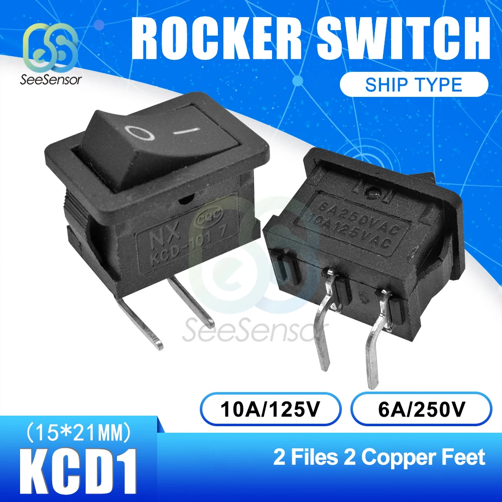 5Pcs/lot KCD1 Rocker Switch Power Switch ON-OFF 2 Position ON-OFF-ON 3 Position 2Pins 3Pins 4Pins 6Pins 6A 250VAC/ 10A 125VAC