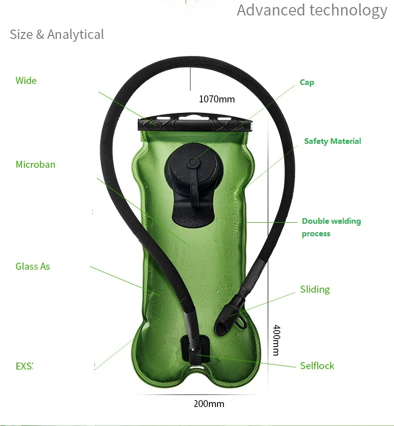 Naturehike Фабрика магазин 3L Спорт на открытом воздухе Антибактериальная сумка для воды гидрационный велосипед Кемпинг Пешие прогулки Антибактериальная сумка для воды