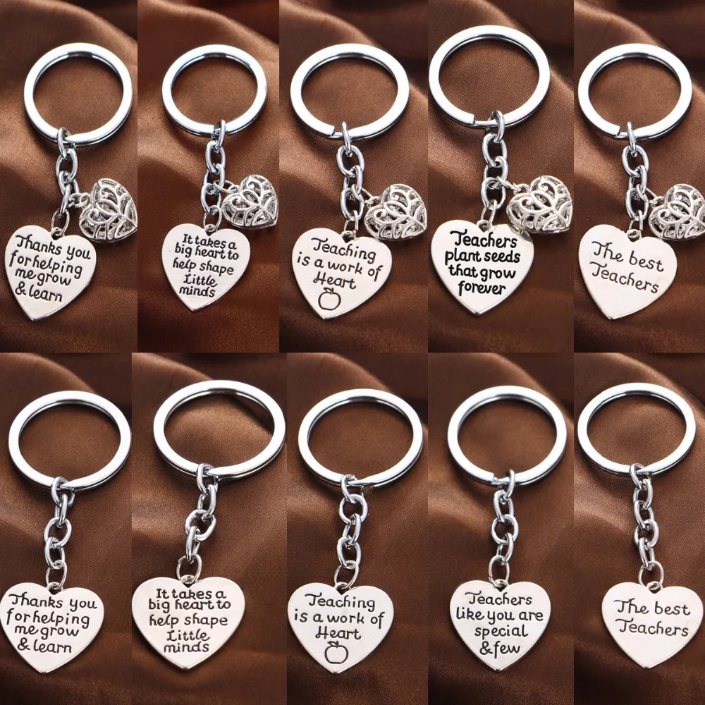 

Love Heart Charms Keychain Thank You Teachers Key Chain Teachers Appreciation Keyring For Teacher Jewelry Teacher's Day Gifts