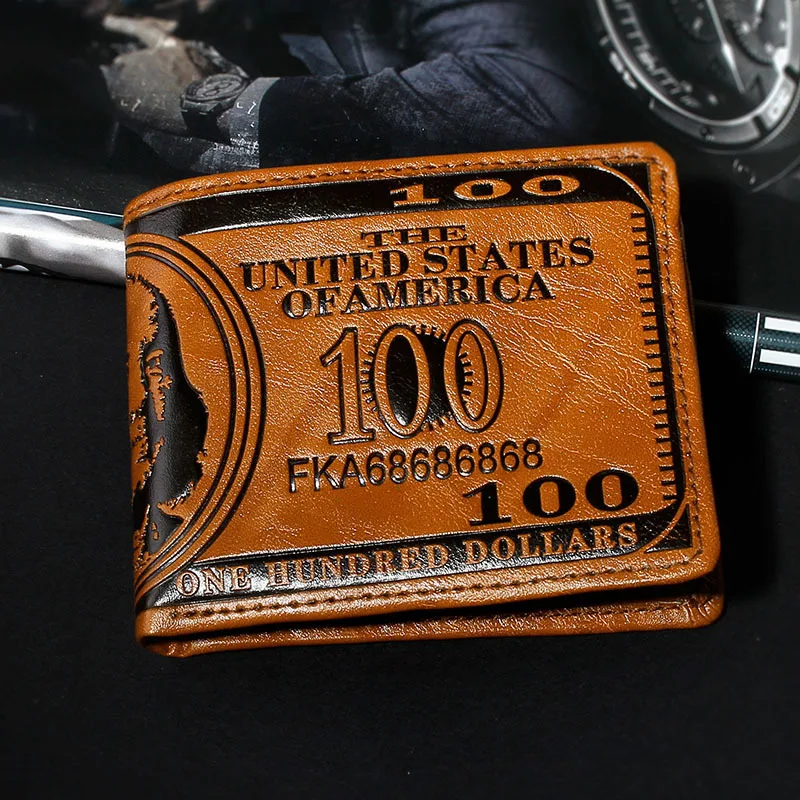 

Male Vintage Wallet PU Leather Fashion Dollar Price Pattern Designer Men's Wallets Casual Credit Card Holder Purse Men Money Bag