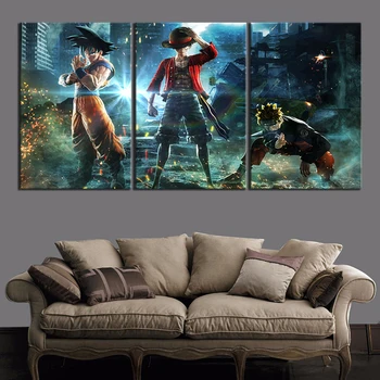 

3 Piece Video Game Jump Force Goku Luffy Naruto Anime Canvas Poster Room Painting Fan Art Wall Decor