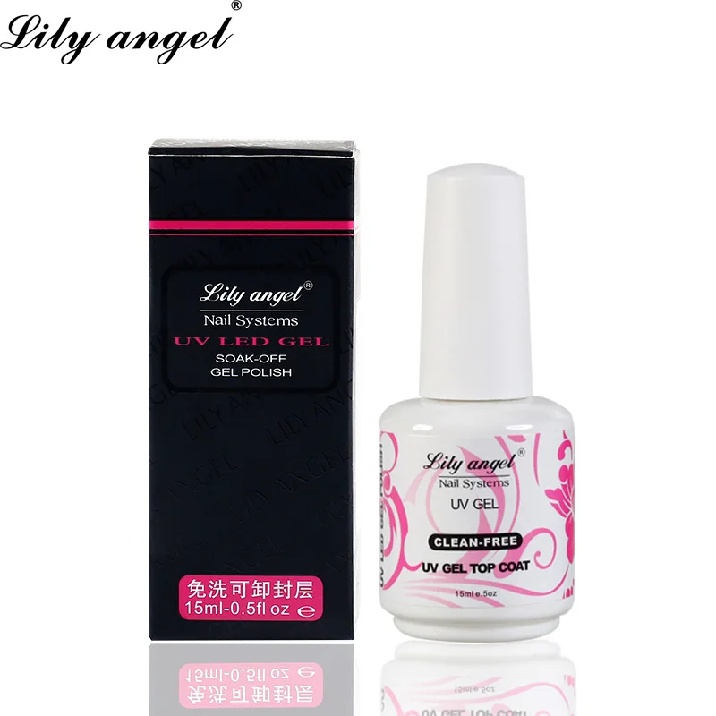 Lily angel Новое поступление 15 мл, флакон, черный цвет, не очищающее верхнее покрытие Mirrow Shinning One шаг верхнее покрытие Гель-лак верхнее покрытие