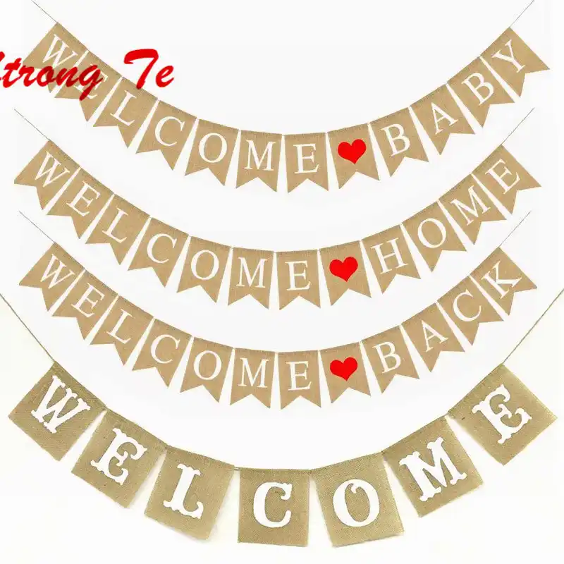 1set welcome back decorations banners lovers father mother brothers sisters welcome home party decoration welcome baby flags welcome home baby banners