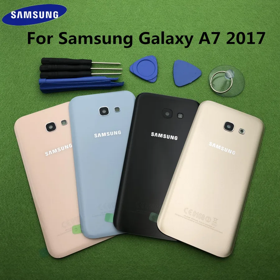 

Original A7 Back Battery Cover Glass Housing For Samsung Galaxy A7 2017 A720 SM-A720F Back Battery Door Rear Glass Case + Tools