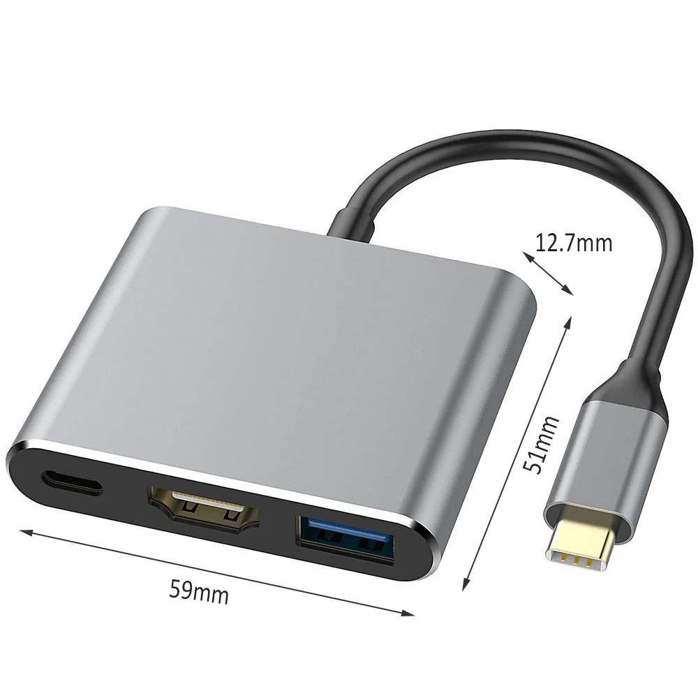 3 In 1 USB-C To HDMI Cable Converter Usb 3.0Type C Switch To HDMI 4K Adapter Cable 1080P for Samsung Huawei Apple Xiaomi