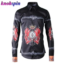 Рубашка с принтом в готическом стиле для мужчин, брендовая качественная Тонкая Повседневная Женская сорочка с длинными рукавами homme, быстросохнущая деловая мужская рубашка