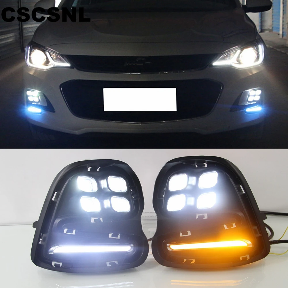 

CSCSNL 2PCS 12V ABS LED DRL Daytime Running Lights For Chevrolet Cavalier 2016 2017 2018 With Turn Signal Fog Lamp Car Styling