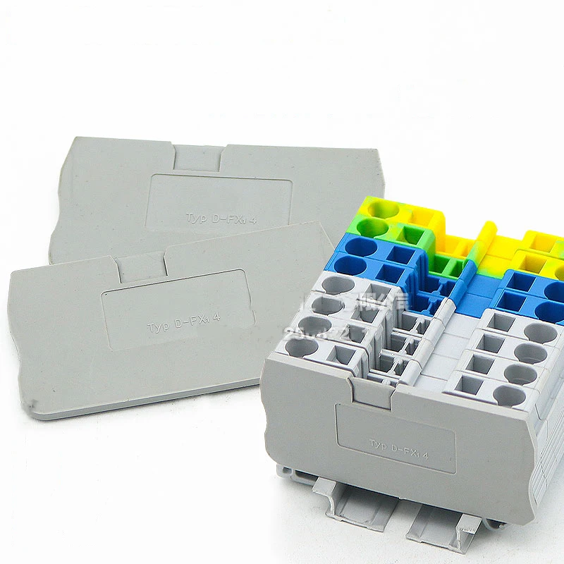 

50pcs/bag D-ST4BG terminal block End plates rail Wiring board connector terminals Wire Cable Terminal End plate