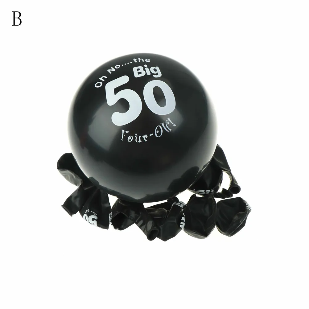 10pcs 11inch 50 Years Happy Birthday Party Decorations Adult Helium Balloon 50th Birthday Gold Silver Black Latex Balloons