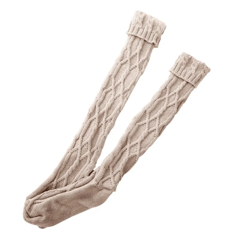 Woolen Ball Stockings 2018 Warm Autumn Knit Over Knee Socks Thigh High School girl Solid Color 1 Pair Hosiery N07#N (4)