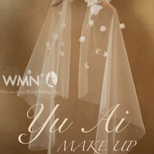 Реальные фотографии белый/свадебная вуаль цвета слоновой кости головной крышки свадебные аксессуары, фата мусульманская с цветами Veu De Noiva MD3012