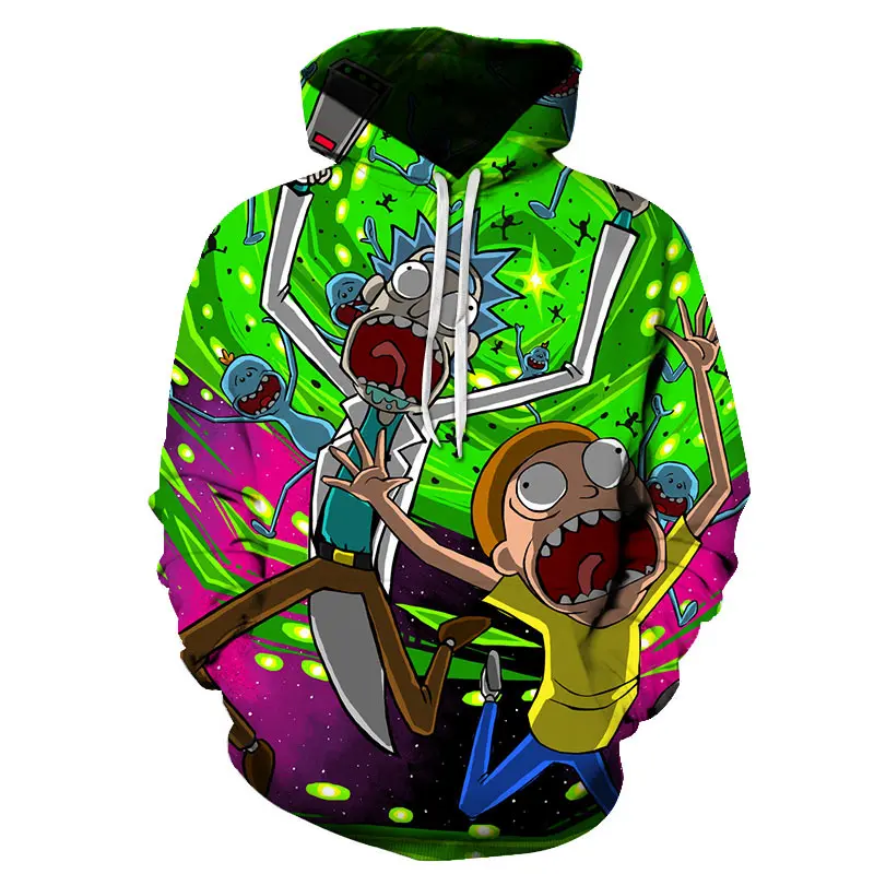 

BIAOLUN New 3D Sweatshirt Hip Hop Men/Women Hat Funny Print Rick Morty Crazy Scientist Winter Loose Thin Hooded Hoody Tops S-6XL