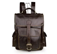 Fashion Genuine Leather Men’s Backpacks Cowhide Leather Men School Backpack Men’s Travel Bag Book Bag Coffee Office Bag J7283