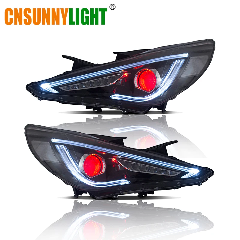 

CNSUNNYLIGHT For Hyundai Sonata 2011/2012/2013/2014 Car Headlights Assembly W/ LED Demon Eyes DRL Turn Signal Lights Plug & Play