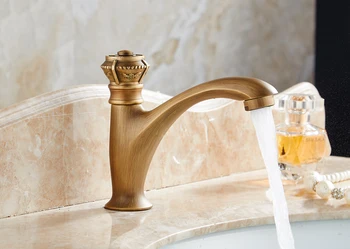 

Copper European antique carved single cold tap single hole cold water basin balcony laundry tub under counter basin faucetLU4131