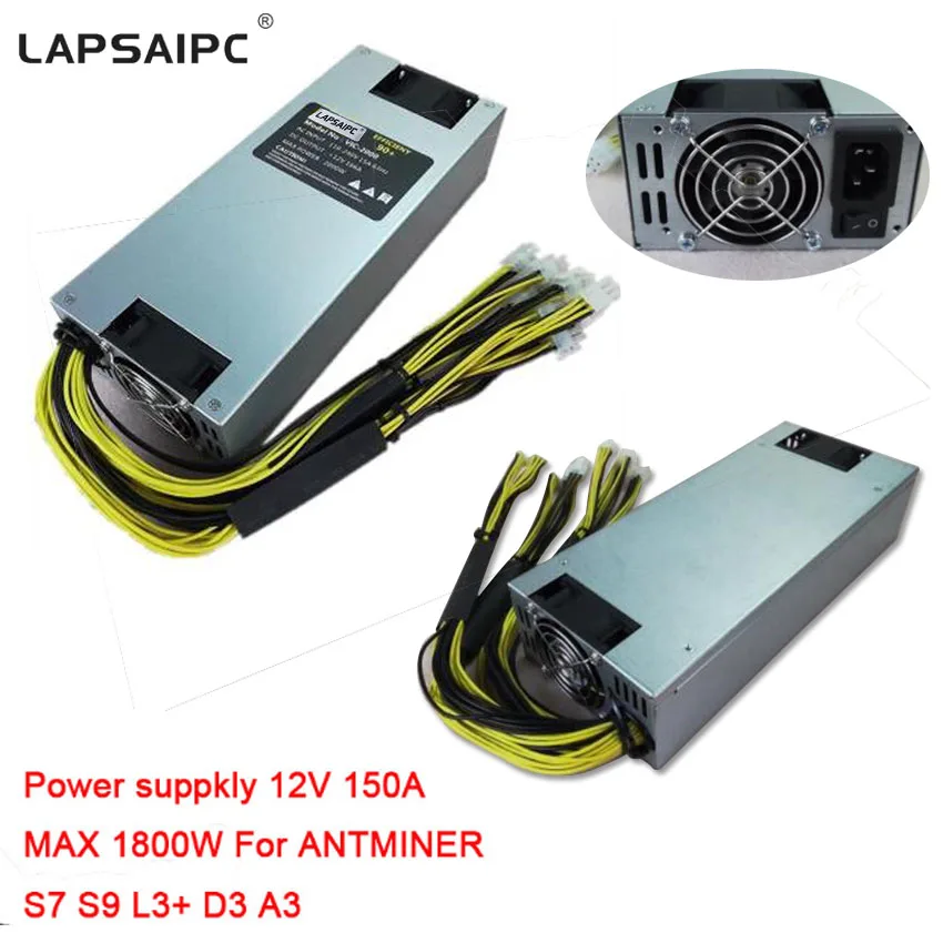 Lapsaipc Стиль Питание 1800 W макс 150A 12 V блок питания 176-264 V для приборной панели ANTMINER S7 S9 L3+ D3 A3 Байкал X10 гигантская B