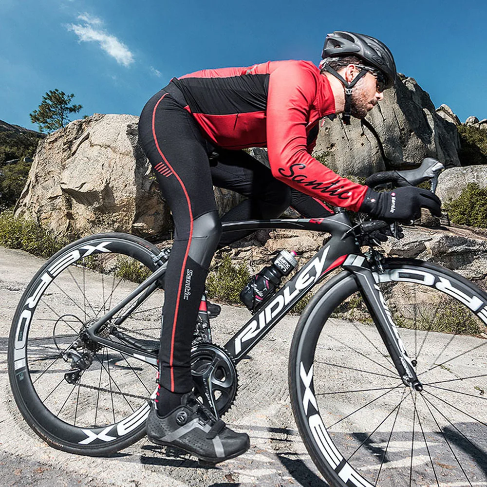Santic Велосипедная форма Для мужчин с длинным рукавом набор велосипедных Джерси Спортивная Одежда MTB быстросохнущая Для мужчин s куртка спортивные штаны для верховой езды костюм