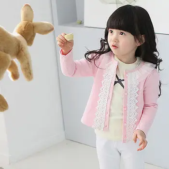 

Cardigan jacket Girls Kids Lace Coat Long Sleeve Outwear Clothes Pink Lovely BTLOVE