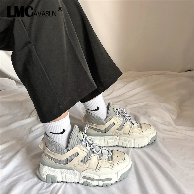 

LMCAVASUN Autumn Chunky Sneakers Women Sneakers Leather Platform Sneakers Casual Shoes Woman Trainers basket chaussures femme