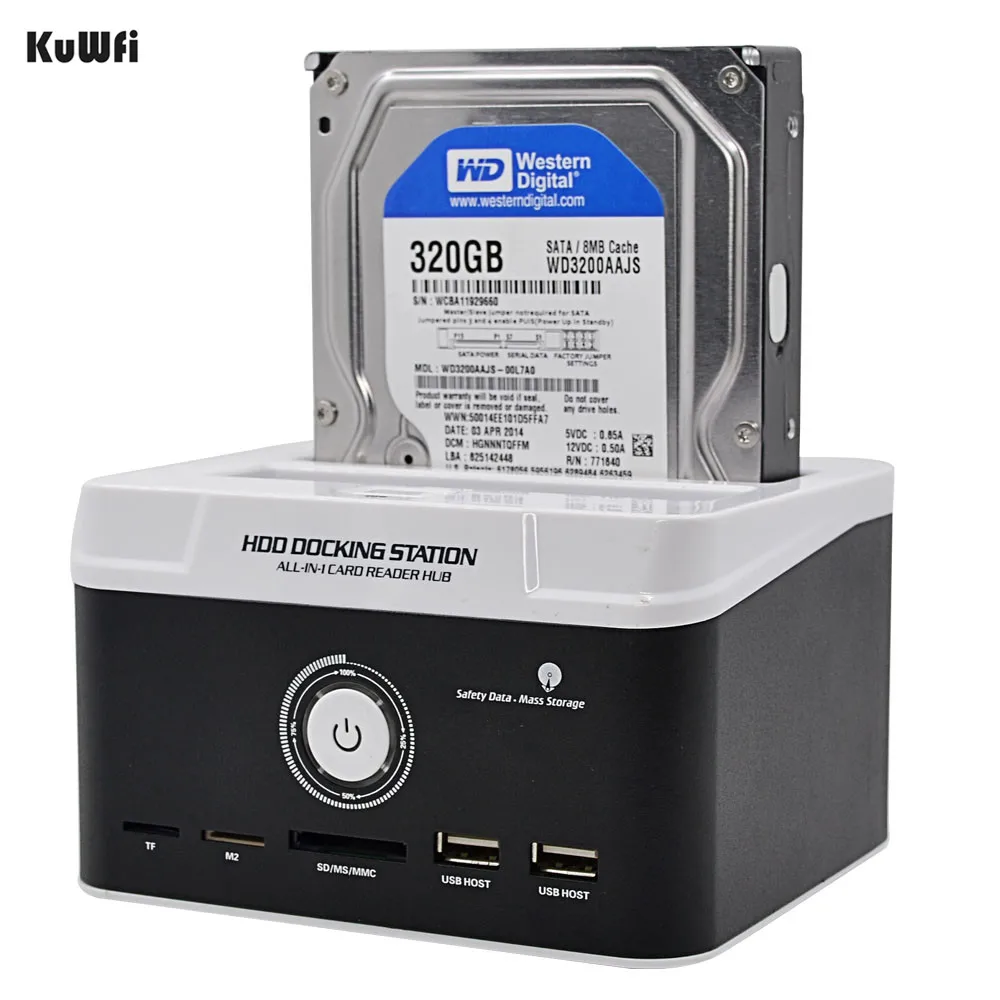 KuWFi 2,5 "3,5" USB 2,0 на SATA IDE HDD Box Жесткий диск драйвер корпус Card Reader 3 ТБ aliminum оболочки док-станция для HDD 1 компл