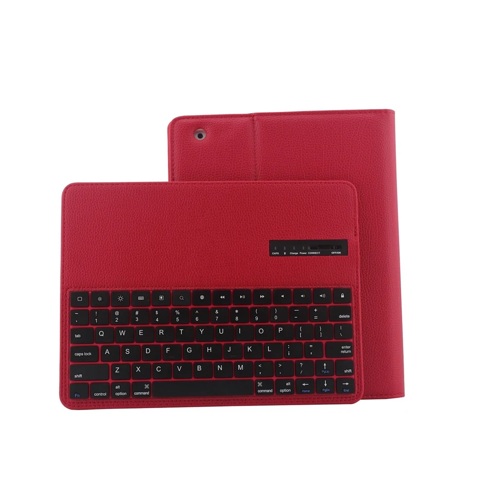 Для iPad 2/3/4 Беспроводной Bluetooth клавиатура чехол для iPad 2/3/4 Tablet съемная флип кожаный чехол подставка Капа Fundas+ стилус - Цвет: Красный