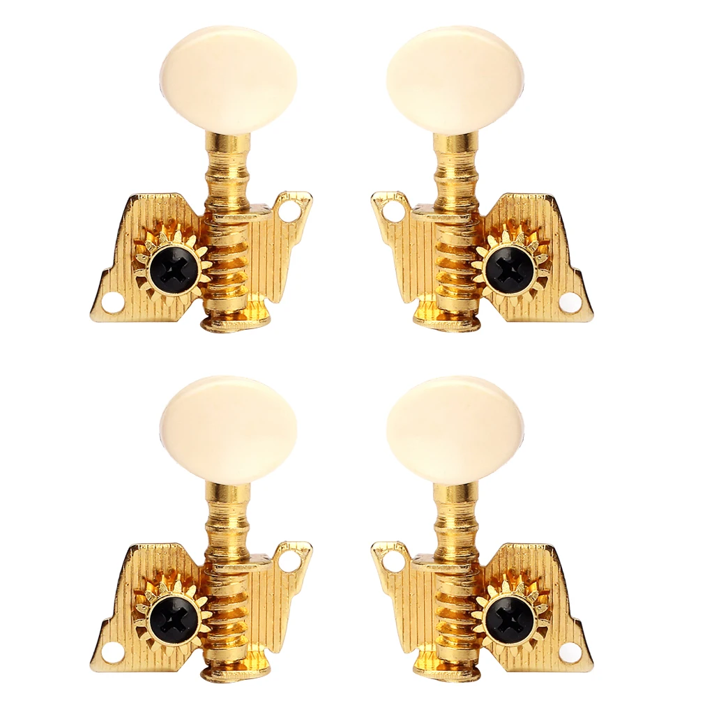 4 Pieces Copper+Iron 2L2R Ukulele Tuning Pegs Tuners for Ukulele DIY Ukulele Guitar Replacement Parts Golden