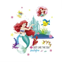 С подводным миром и морскими рыбами пузырчатая Наклейка на стену в виде принцессы для детских комнат детская ванная комната домашняя Спальня Декор для гостиной Наклейка на стену