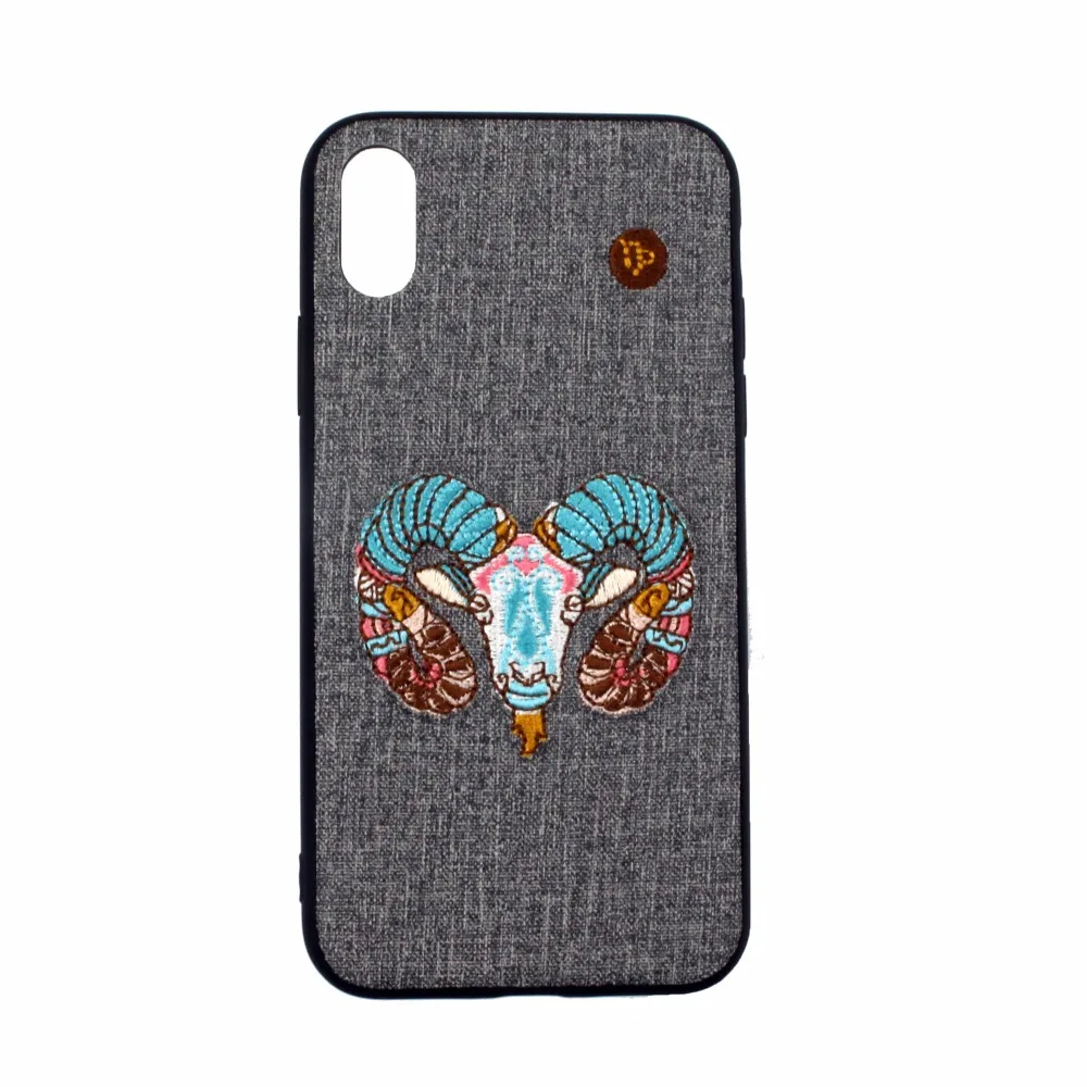 Qushar зодиака козерог Вышивка Телефон чехол для iPhone 6 S Plus кожаный задняя крышка 7 8