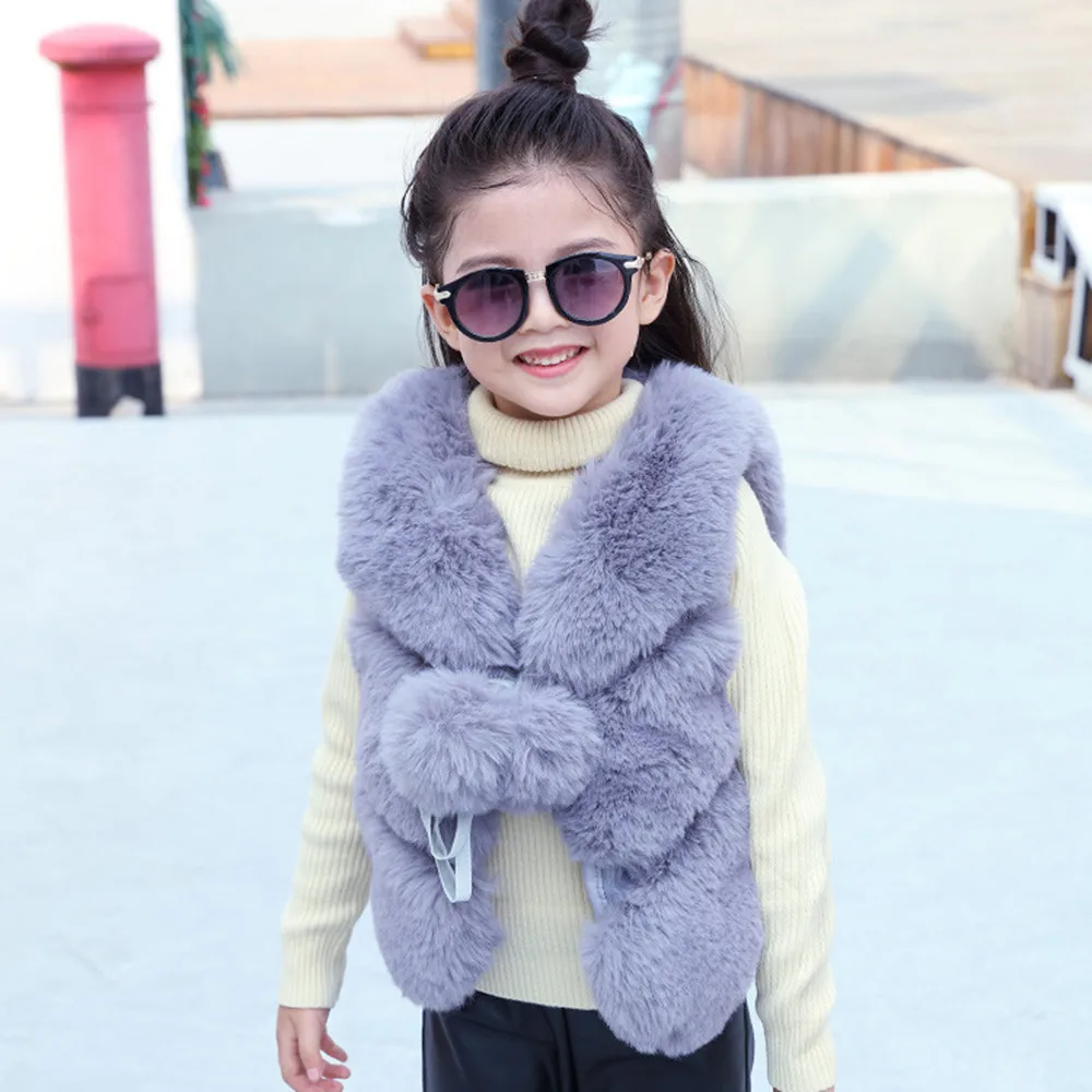 

2018 Kids Faux Fur Vest Girls Winter Vests Jackets Children Green Fur Vest Kids Cotton Paded Vest Cardigan Baby Girls Outwears
