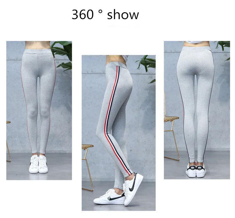 yoga pants 2021 Quality Cotton Leggings Side Stripes Women Casual High-stretch Leggings Pants High Waist Fitness Leggings Female high waisted leggings
