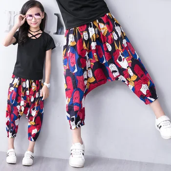 

new 2018 Summer kids calf-length girls pants fashion girls leggings print pattern boys girls harem pants children trousers